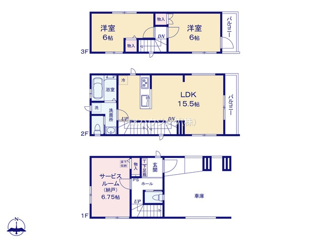 竹ノ塚駅　徒歩19分　構造：木造土地面積:59.63平米　建物面積:101.64平米　