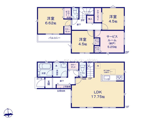 谷塚駅　徒歩27分　構造：木造土地面積:83.37平米　建物面積:93.33平米　