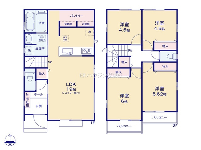谷塚駅　徒歩18分　構造：木造土地面積:103.36平米　建物面積:91.70平米　