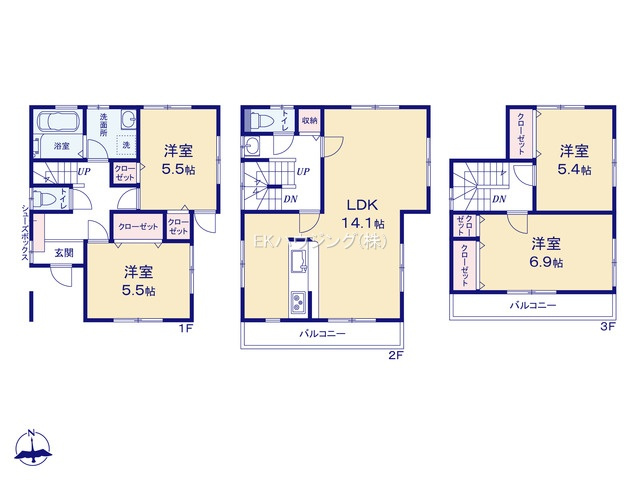 梅島駅　徒歩20分　構造：木造土地面積:89.89平米　建物面積:114.26平米　