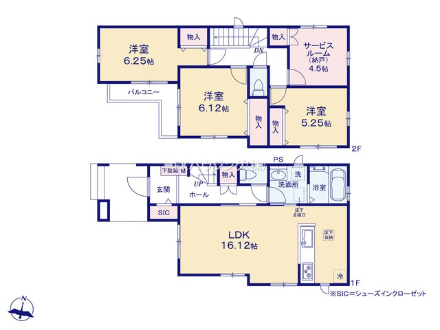 竹ノ塚駅　徒歩18分　構造：木造土地面積:95.98平米　建物面積:99.78平米　