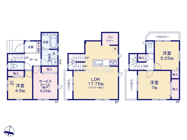 竹ノ塚駅　徒歩18分　構造：木造土地面積:78.98平米　建物面積:95.84平米　