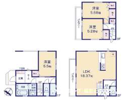 舎人駅　徒歩12分　構造：木造土地面積:61.87平米　建物面積:98.88平米　